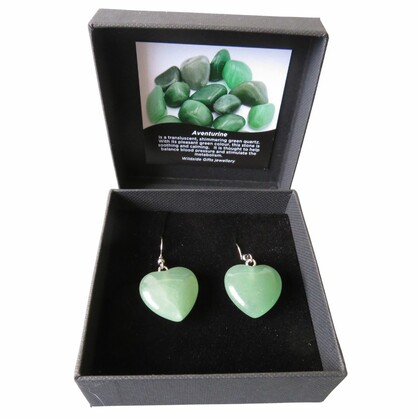 PS94 Large Aventurine Heart Earrings