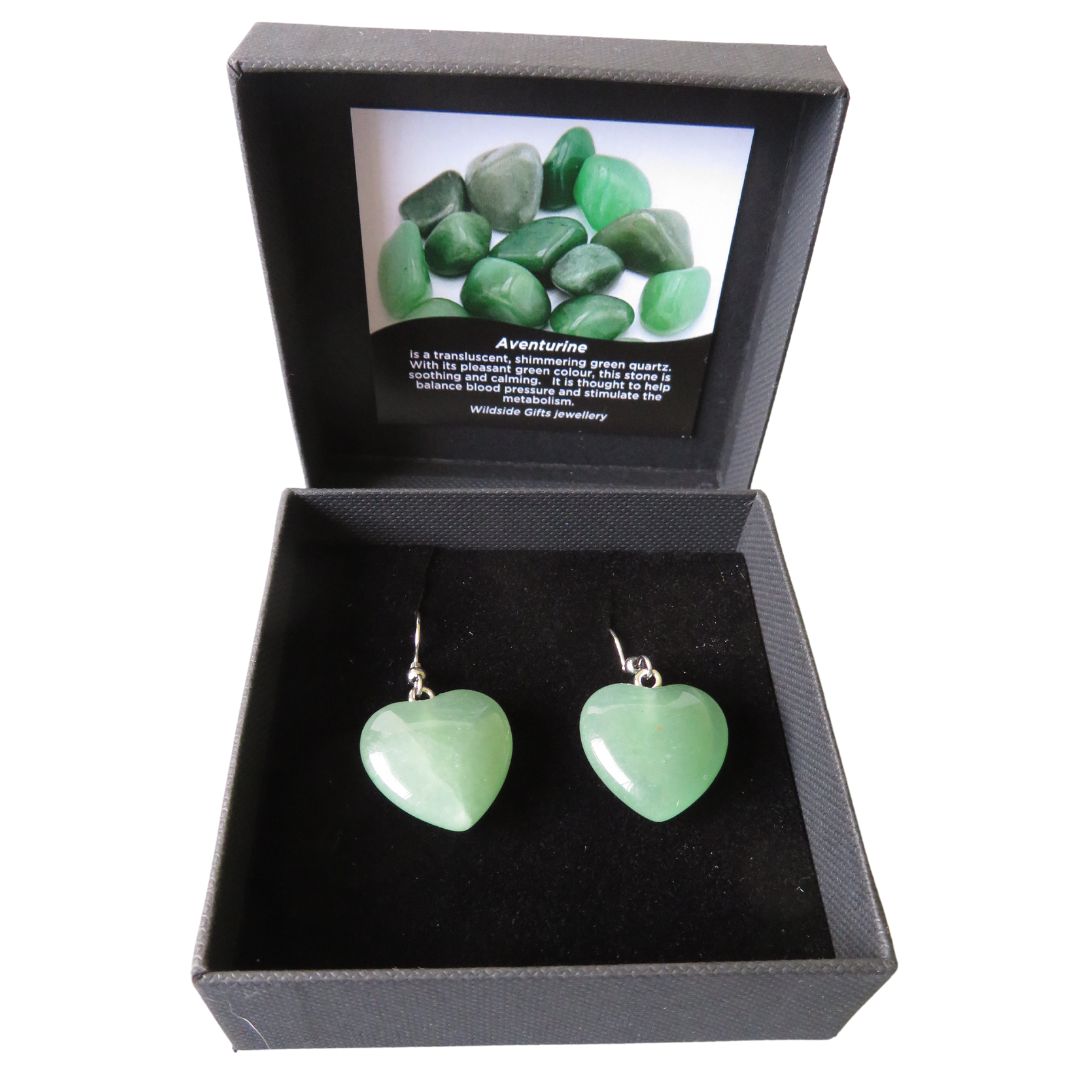 PS94 Large Aventurine Heart Earrings