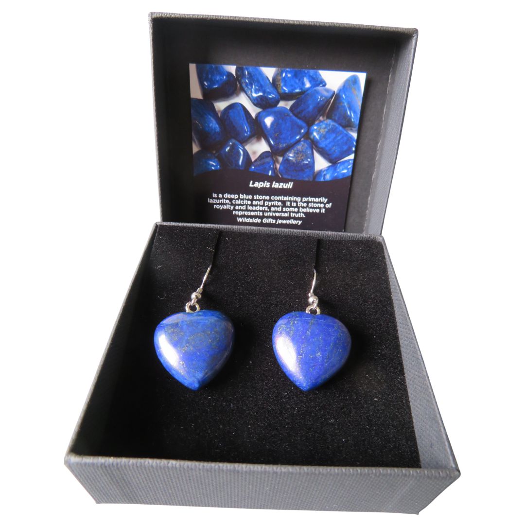 PS95 Large Lapis Lazuli Heart Earrings