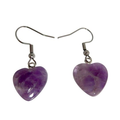 PS84 Small Amethyst Heart Earrings