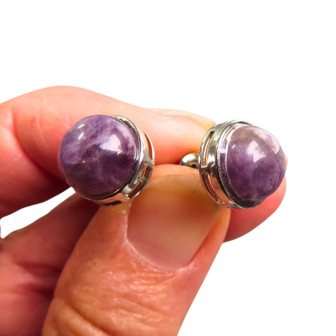 PS73 Amethyst Stud Earrings 10mm