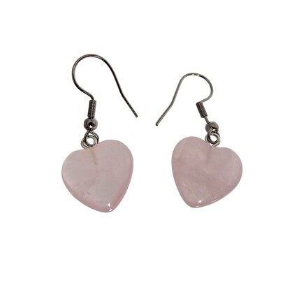 PS85 Small Rose Quartz Heart Earrings