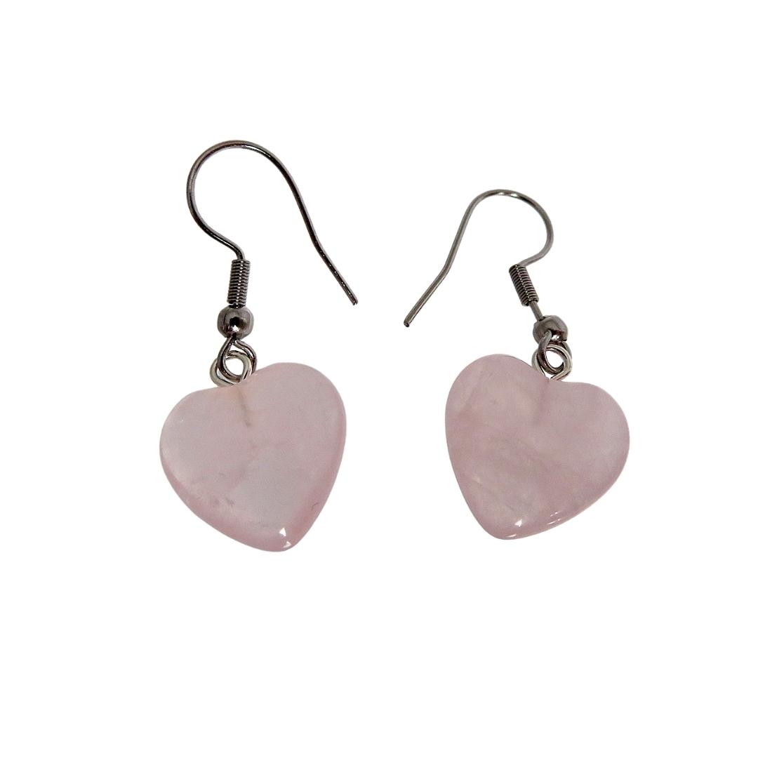 PS85 Small Rose Quartz Heart Earrings