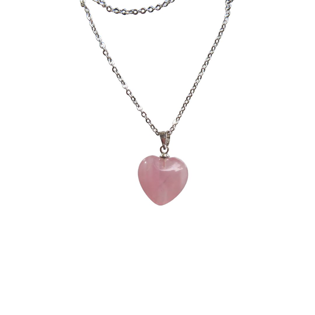 PS89 Small Rose Quartz Heart Pendant
