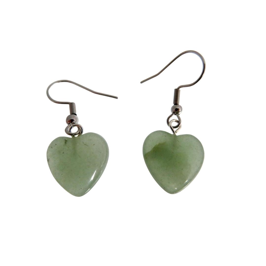 PS86 Small Aventurine Heart Earrings