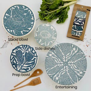 Dish and Bowl Cover Set of 4 Protea Print | covers everything