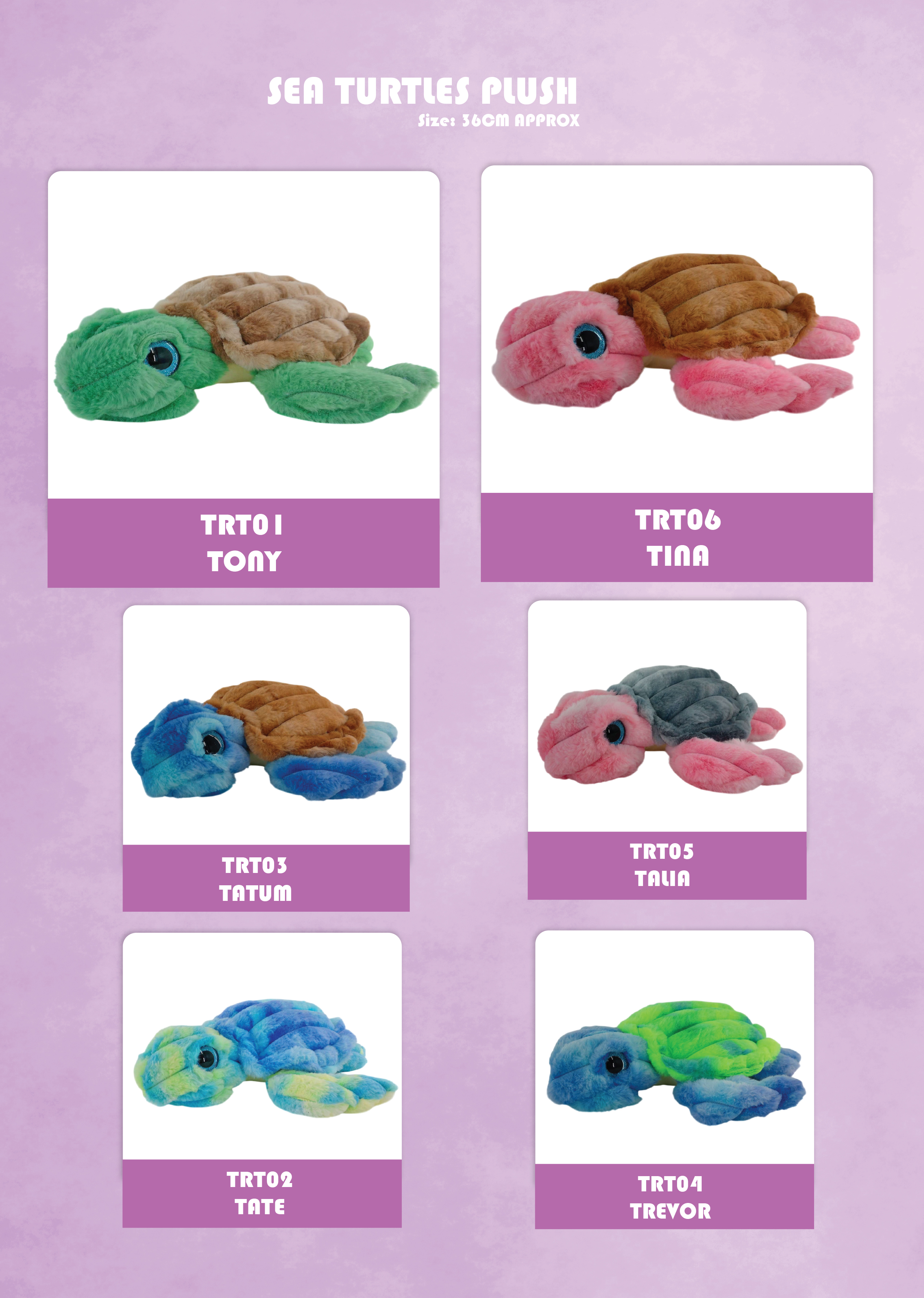 24 ASSORTED PLUSH TURTLE PACK