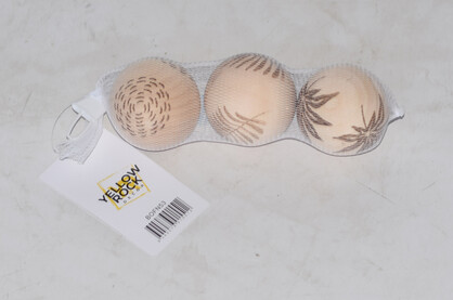 Pattern Wood Balls 3 Asst Lge