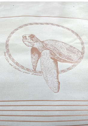 Tote Bag Turtle Sketch Bronze Print On Canvas (20/5)