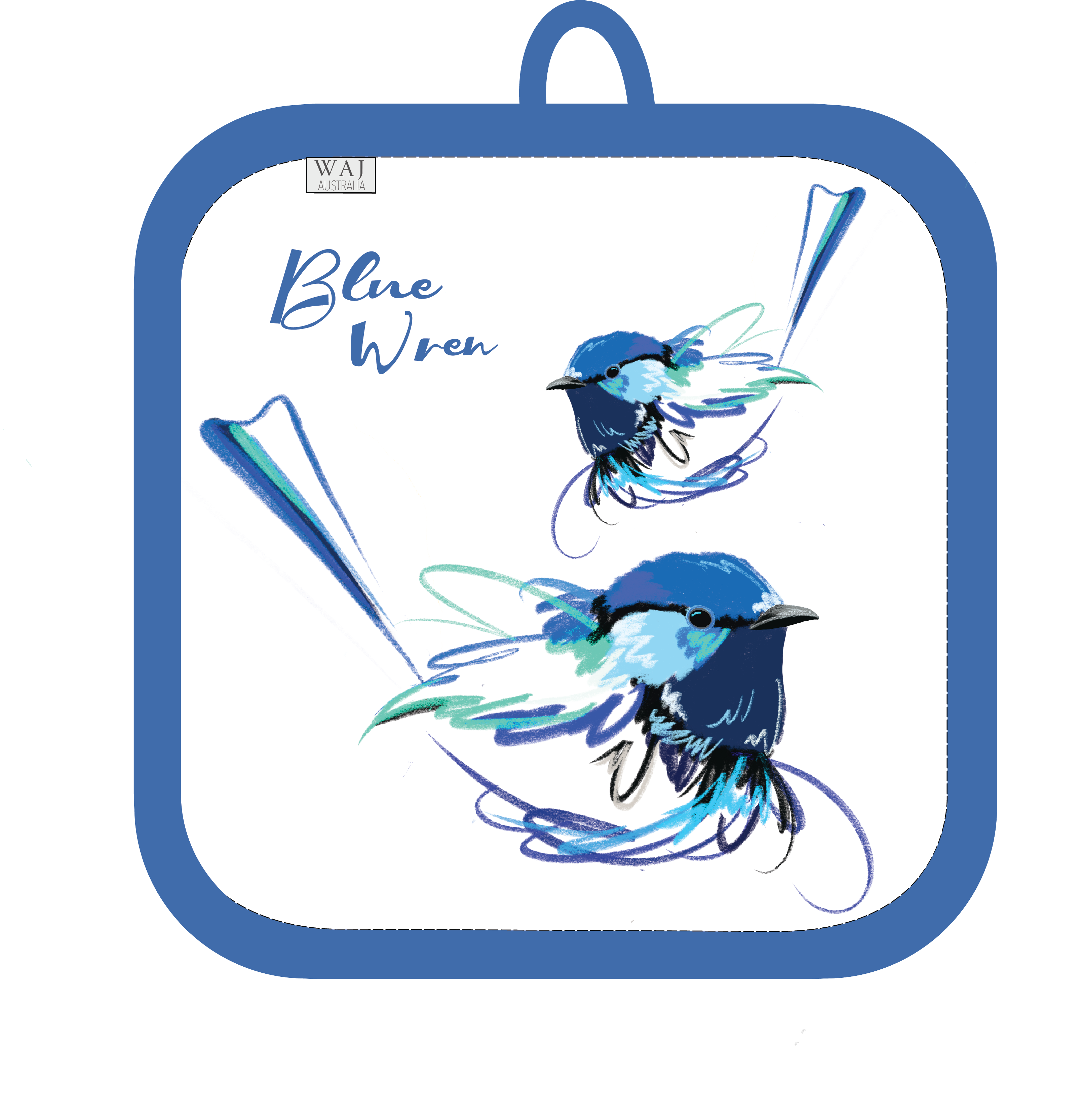 Blue Wren Pot Holder