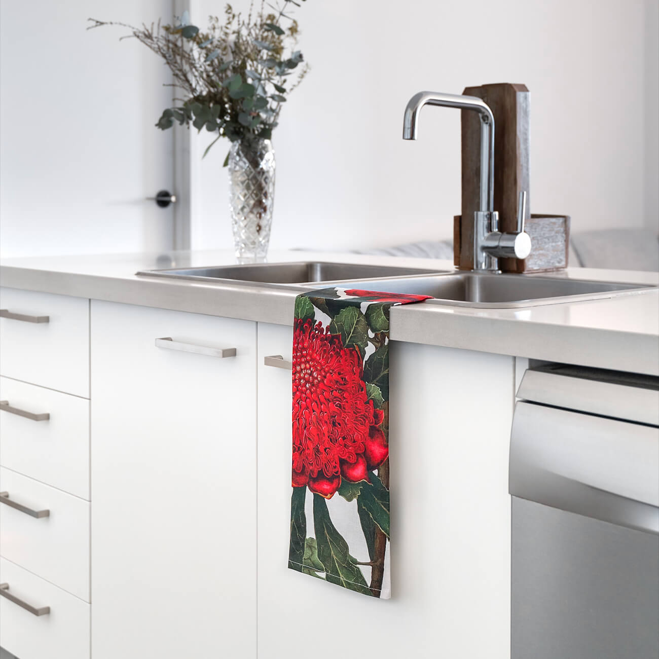 Australian Native Tea Towels - Waratah