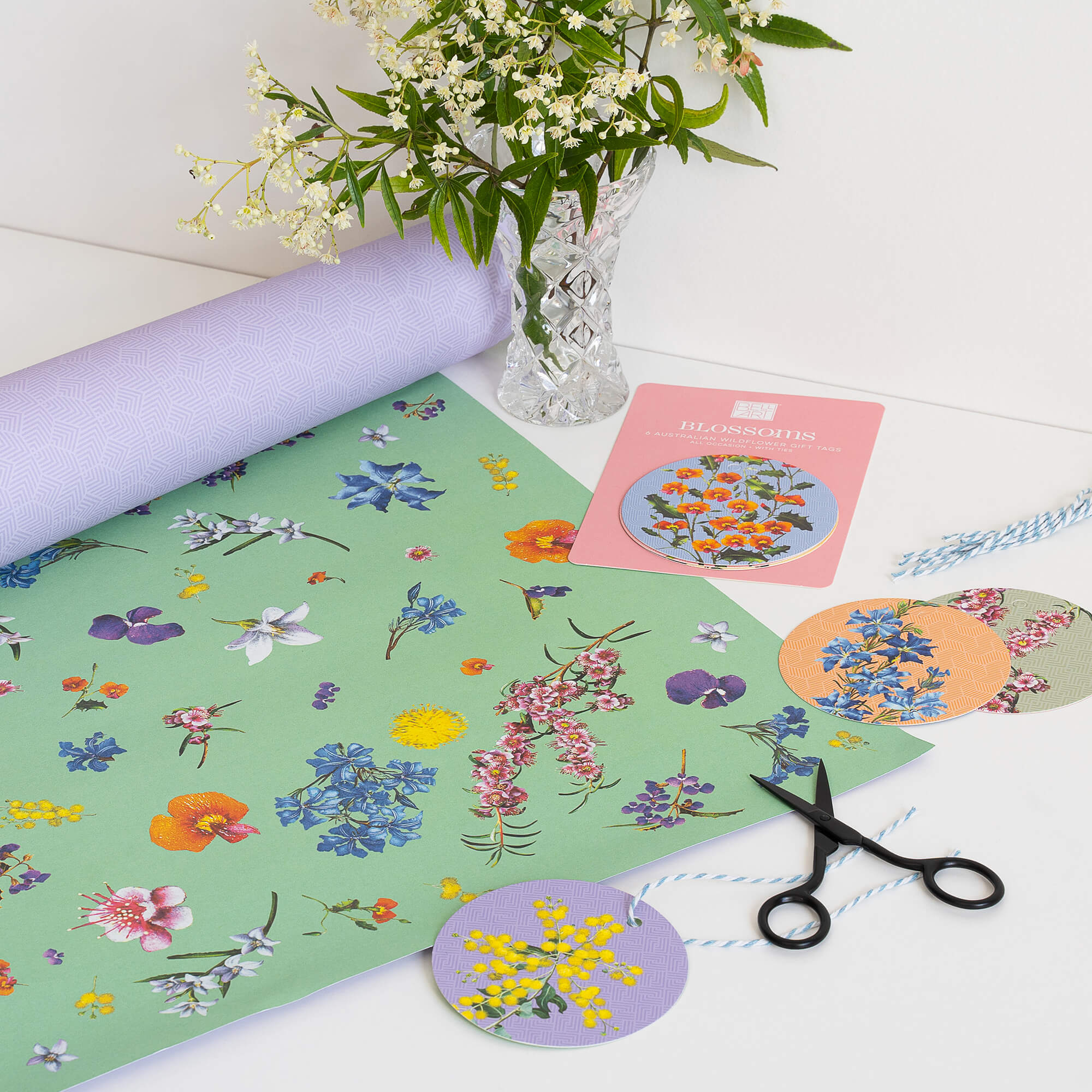 Blossoms Wrapping Paper - Mint