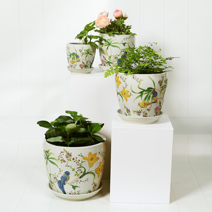 PE0072 - SET 4 PLANTERS FLORAL COLOUR
