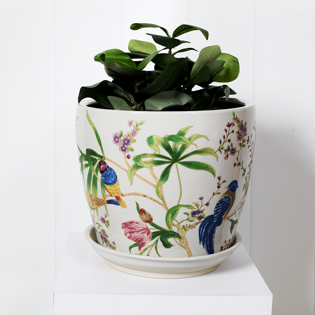 PE0072 - SET 4 PLANTERS FLORAL COLOUR