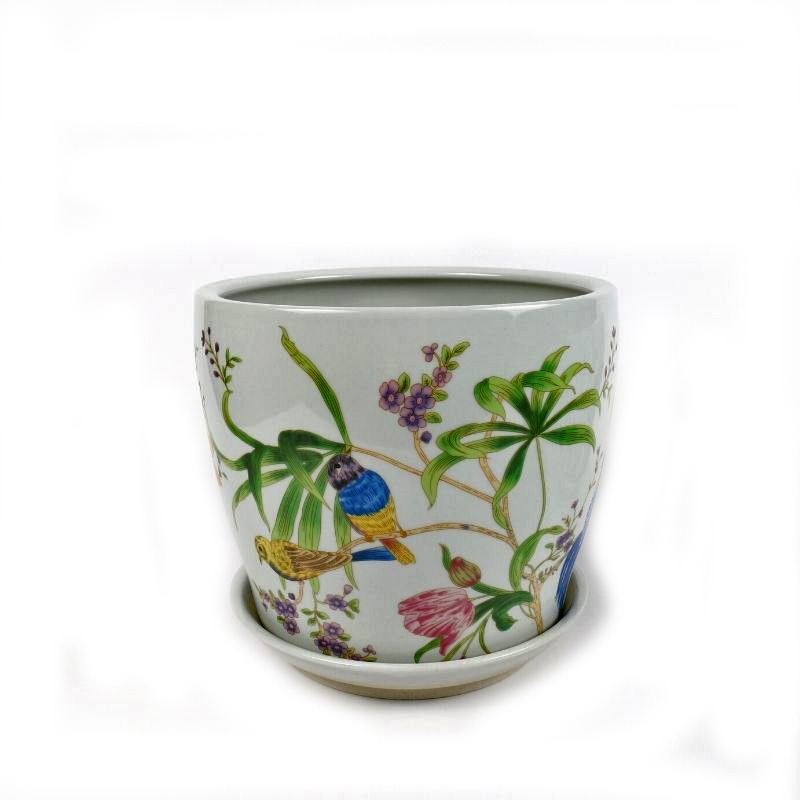 PE0072 - SET 4 PLANTERS FLORAL COLOUR