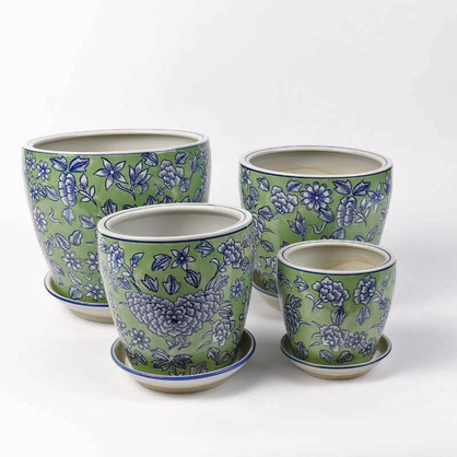 PE0073 - SET 4 PLANTERS GREEN