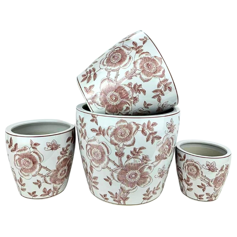PE0137 - SET OF 4 PLANTERS - BLUSH PEONY