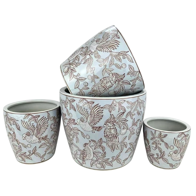PE0138 - SET OF 4 PLANTERS - COCKATOO ORCHARD