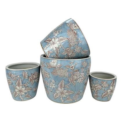 PE0149 - SET OF 4 PLANTERS - BLUE HARVEST
