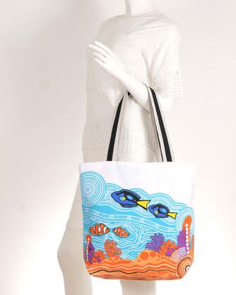 Recycled Cotton Tote Bag 43 X 38 X 10cm - Blue Tang Serenade