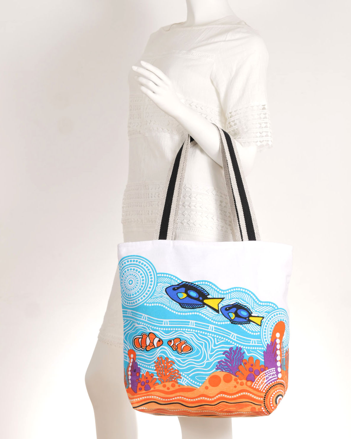 Recycled Cotton Tote Bag 43 X 38 X 10cm - Blue Tang Serenade