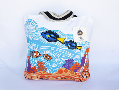 Recycled Cotton Tote Bag 43 X 38 X 10cm - Blue Tang Serenade