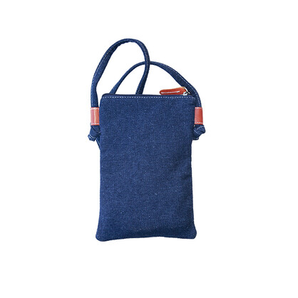 LCB10PFWJ -  Hand Crafted and Hand Painted Leather and Denim Combination Cross Body "Hippie" Bag 13 X 19cm