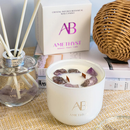 340g Jar Candle with Crystals - Amethyst WX331AM