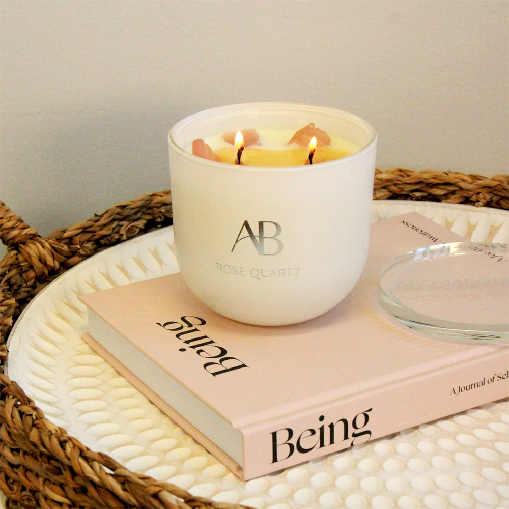 340g Jar Candle with Crystals - Rose Quartz WX331RQ
