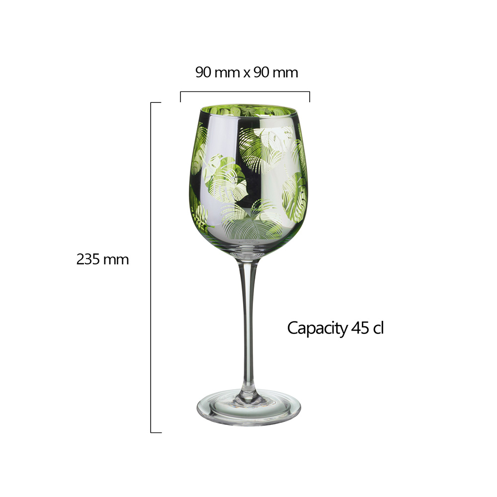 ARTLAND TROPICAL LEAVES WINE GLASS (2) ART30104-2