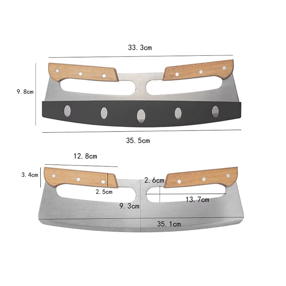 PIZZA ROCKER CUTTER WITH WOOD HANDLE 33C J07940