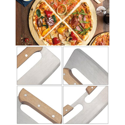 PIZZA ROCKER CUTTER WITH WOOD HANDLE 33C J07940