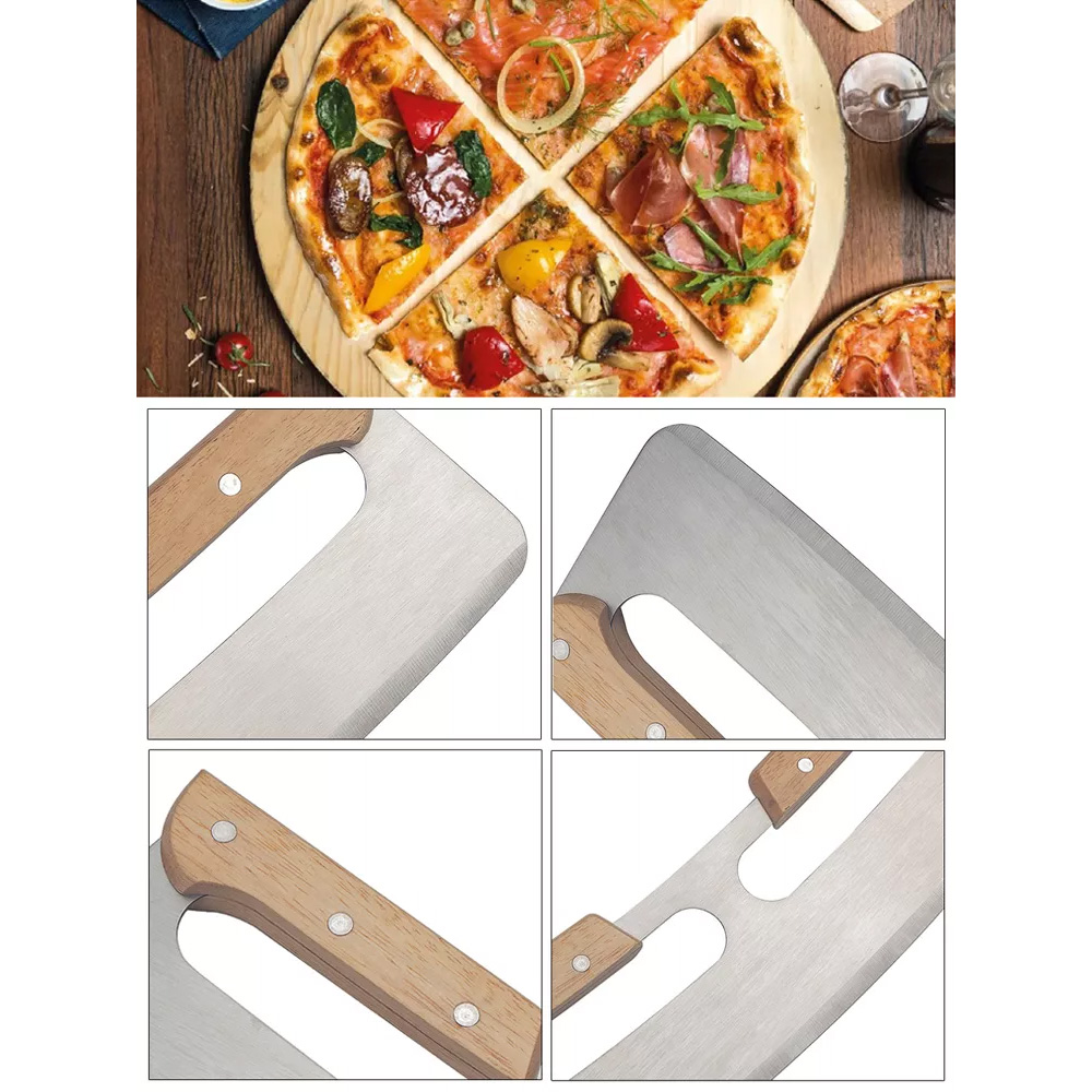 PIZZA ROCKER CUTTER WITH WOOD HANDLE 33C J07940