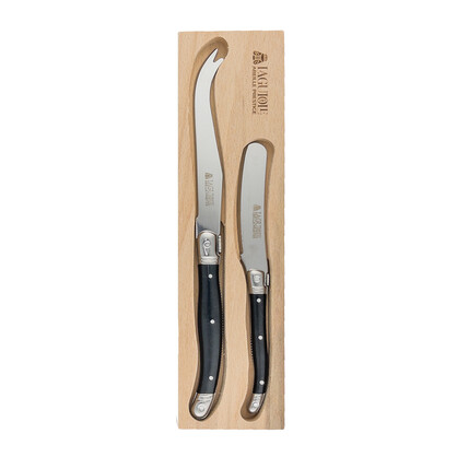 LAGUIOLE CHEESE KNIFE/SPREADER 2PC BLACK LA2PCBK