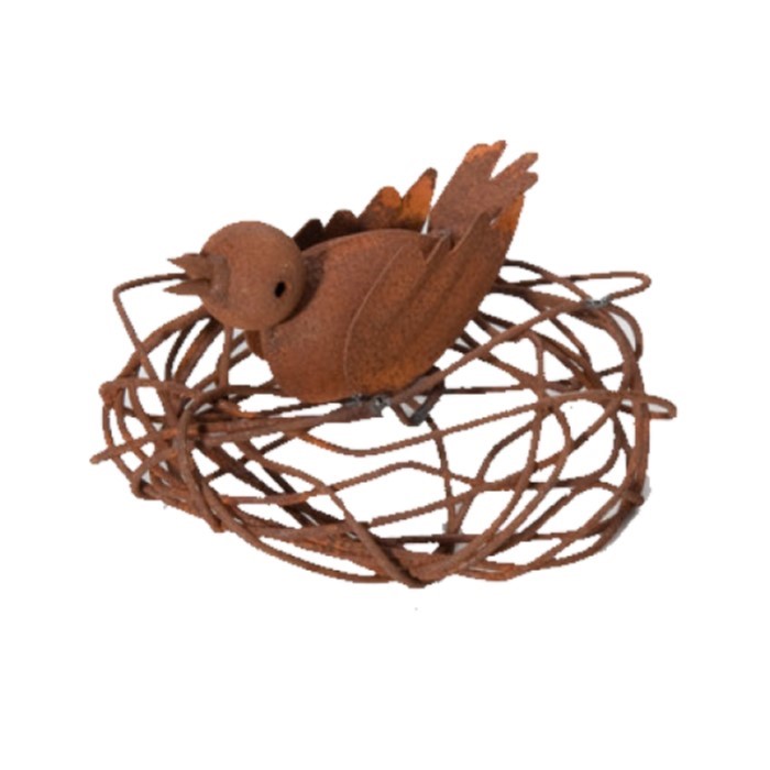 Bird on Nest Rust-: