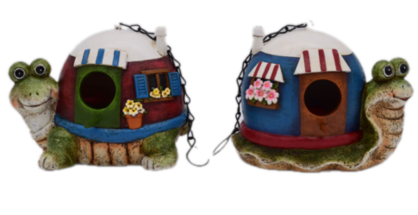 FAP0025 Turtle Bird Houses -  Set of 2 - Polyresin.