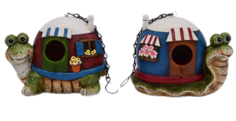 FAP0025 Turtle Bird Houses -  Set of 2 - Polyresin.