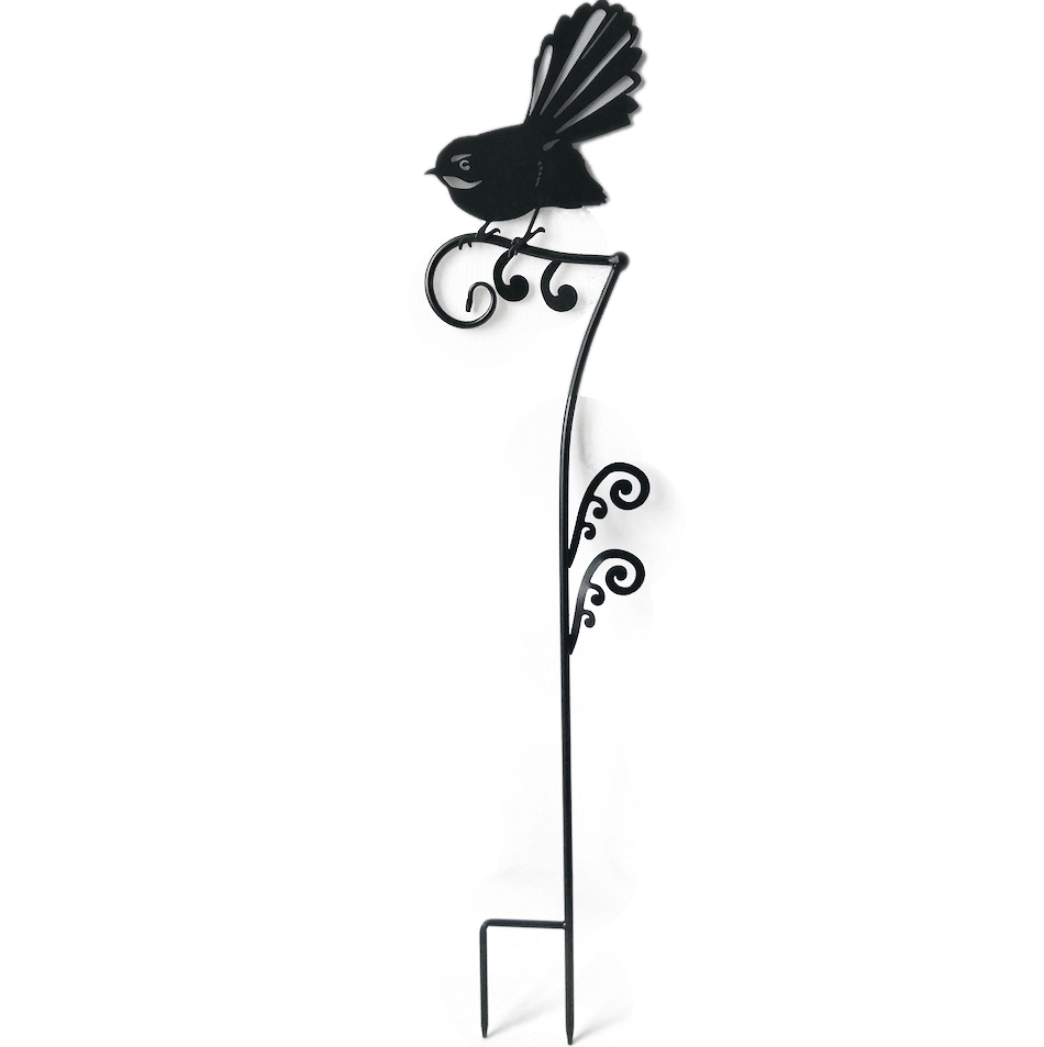 F19-73108-2 Garden Stake - Fantail in Black