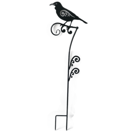 F19-73109-2 Garden Stake - BlackBird with Koru in Black