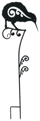 F19-81470-2 Garden Stake - Kiwi with Koru in Black