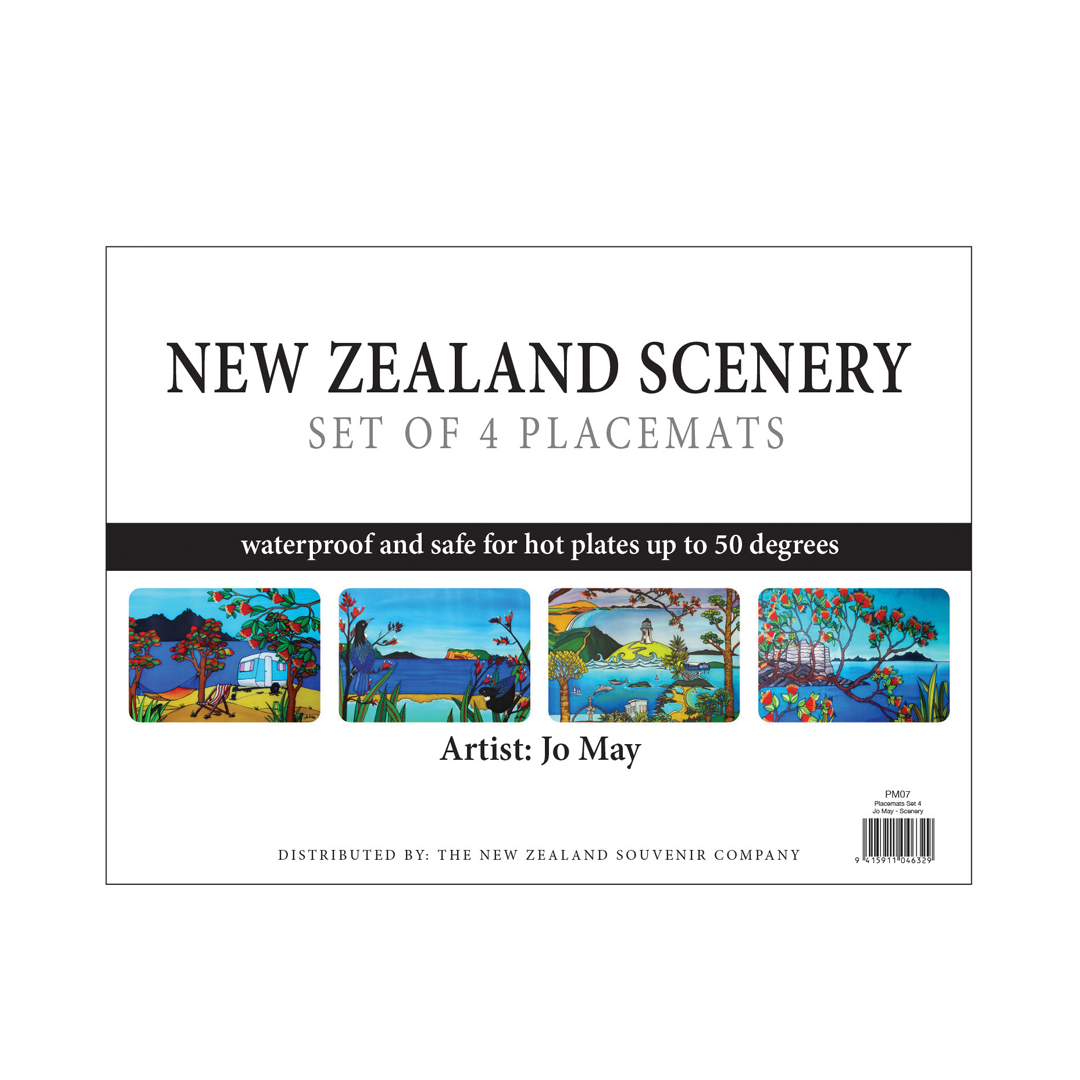 PM07 Jo May NZ Scenery Plastic Placemats - set of 4 (waterproof and safe for hot plates)