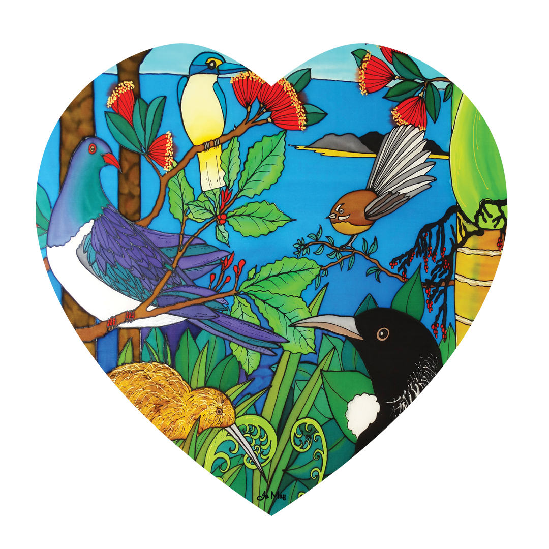 JMHT07 Jo May 3D Textured Ceramic Heart Wall Hanging - NZ Birds