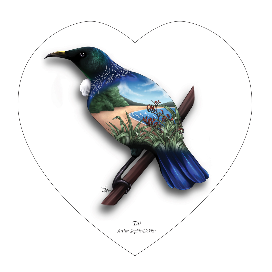 SBHT01 Sophie Blokker Ceramic Heart Wall Hanging with cork backing and cord - Tui