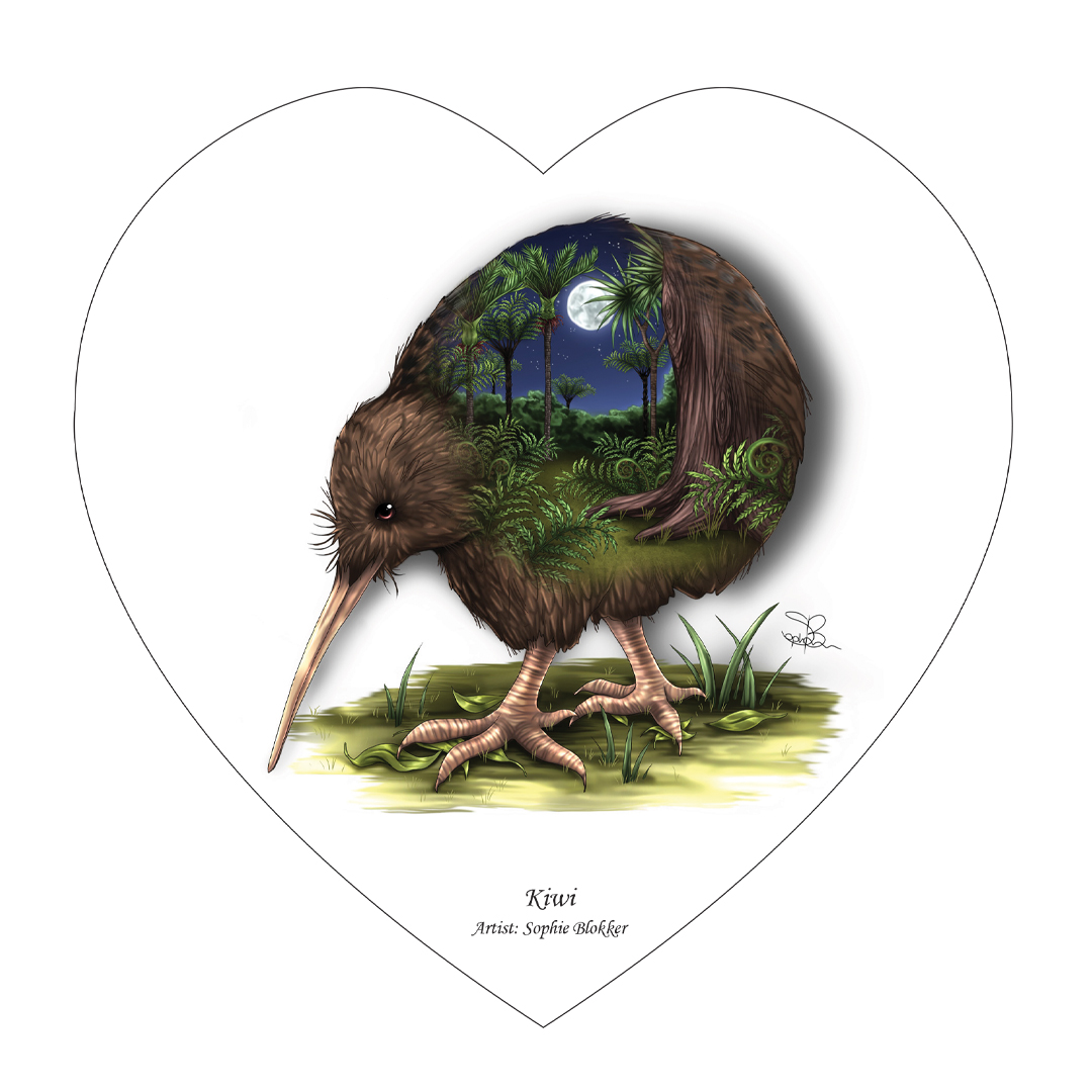 SBHT03 Sophie Blokker Ceramic Heart Wall Hanging with cork backing and cord - Kiwi
