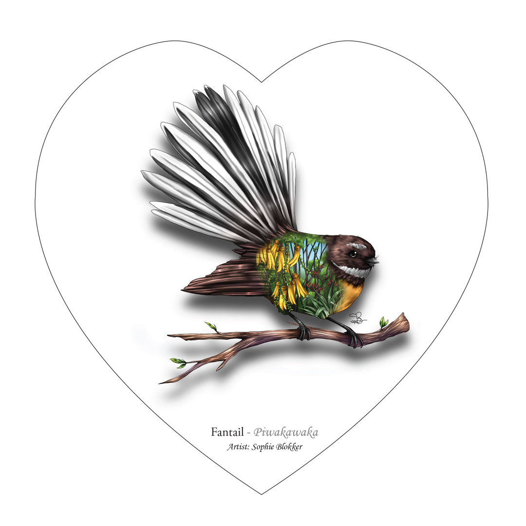 SBHT05 Sophie Blokker Ceramic Heart Wall Hanging with cork backing and cord - Fantail