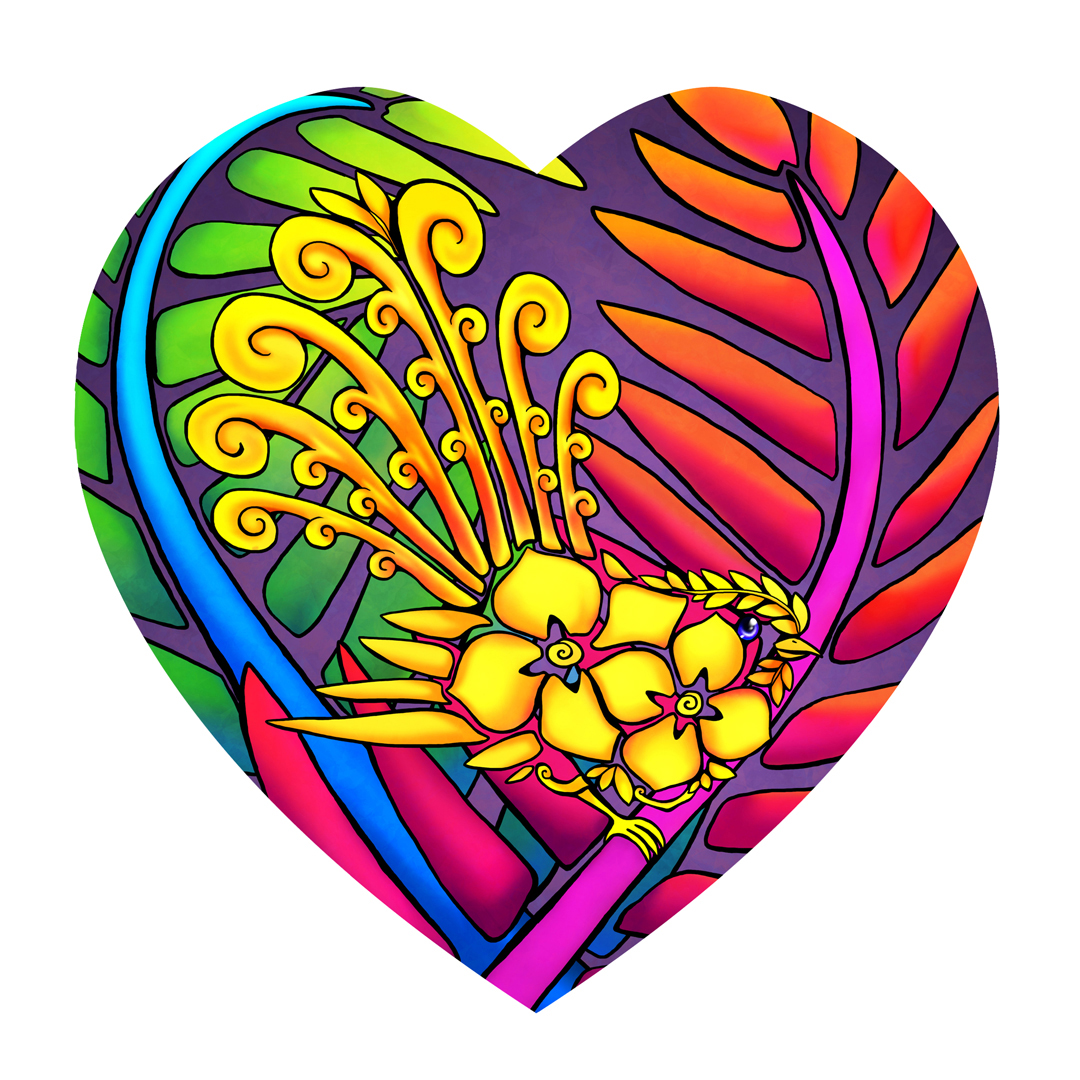 SBHT08 Sophie Blokker Ceramic Heart Wall Hanging with cork backing and cord - Koru Fantail