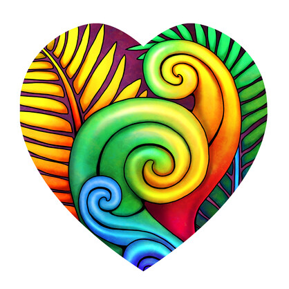 SBHT10 Sophie Blokker Ceramic Heart Wall Hanging with cork backing and cord - Koru