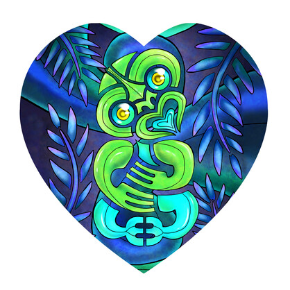 SBHT12 Sophie Blokker Ceramic Heart Wall Hanging with cork backing and cord - Tiki