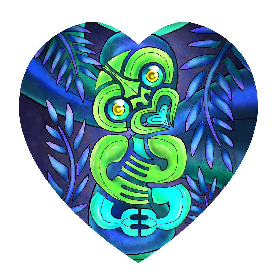 SBHT12 Sophie Blokker Ceramic Heart Wall Hanging with cork backing and cord - Tiki