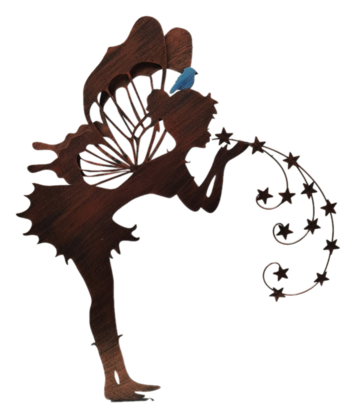 Y23Fairy777 Fairy Garden Stake with Bird - Rustic Metal